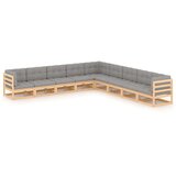  Sedežna garnitura 9-delna z blazinami trdna borovina | Shoptok.si