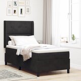vidaXL Box Spring Postelja z Blazino in LED Črna 100x200 cm Žamet u
