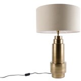 QAZQA Tafellamp brons stoffen kap lichtbruin 50 cm - Bruut Cene