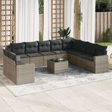 vidaXL 11-dijelni set vrtnih sofa od poliratana s jastucima sivi | shoptok.hr