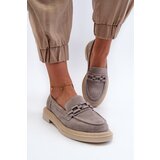Kesi Women's suede loafers with flat heels with D&A embellishment grey | shoptok.hr