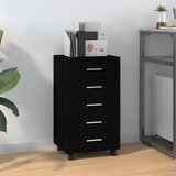 The Living Store Predalnik na kolesih črn inženirski les - Omarica S Predali, (21430747) Cene