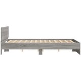 vidaXL Posteljni okvir z vzglavjem in LED siva sonoma 150x200 cm | Shoptok.si