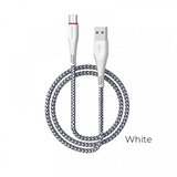 Borofone podatkovni kabel X25 Type C na USB 1m 3A bel pleten | Shoptok.si