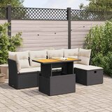  6-dijelni set vrtnih sofa s jastucima crni od poliratana bagrem | shoptok.hr