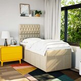 vidaXL Okvir kreveta s oprugama i madrac krem 80x200 cm od tkanine | shoptok.hr