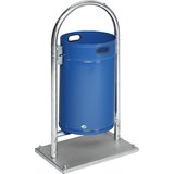 VAR koš za odpadke 60 l za uporabo na prostem, jeklo, s cevnim lokom, encijan modra | Shoptok.si