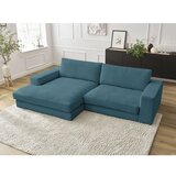 Bobochic Paris Modra kotna sedežna garnitura iz rebrastega žameta (levi kot/z ležalnikom) Leonard – | Shoptok.si
