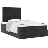 vidaXL Otomanski posteljni okvir z vzmetnicami črn 120x190cm žamet | Shoptok.si