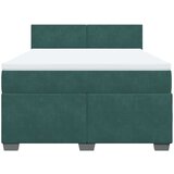 vidaXL Box spring postelja z vzmetnico temno zelena 140x200 cm žamet | Shoptok.si