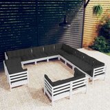  Vrtna sedežna garnitura 13-delna z blazinami bela borovina, (20760250) | Shoptok.si