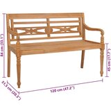  Klupa Batavia sa sivim kariranim jastukom 120 cm od tikovine | shoptok.hr