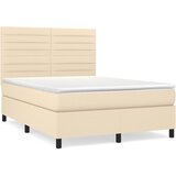  Krevet s oprugama i madracem krem 140 x 190 cm od tkanine | shoptok.hr