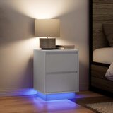 Furnova Nočne omarice z LED lučmi 2 kosa Bela 38x34x50 cm, (21927052) Cene