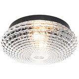 QAZQA Klasična stropna svetilka črna z dimnim steklom 30 cm IP44 - Nohmi Cene