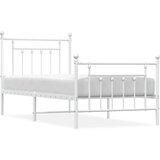 Maison Chic Kovinski Posteljni okvir - Enojna postelja - Postelja za odrasle z vzglavjem in vznožjem bel 90x190 cm, (21696988) | Shoptok.si