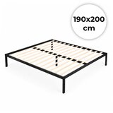  Metalni krevet 190x200 cm s letvičastom podnicom minimalistički crni okvir ModernHome Cijene