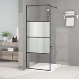 vidaXL Pregrada za tuš črna 80x195 cm delno motno ESG steklo Cene
