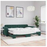 vidaXL Izvlečna dnevna postelja z vzmetnico zelena 80x200 cm Cene