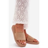 Boto Ladies Platform Slippers Made Of Eco Suede Dark Beige Jorina | Shoptok.si