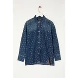 Trendyol Limited Edition Blue Stone Detailed Oversize Denim Jacket