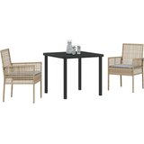 vidaXL Set za blagovanje u vrtu od 3 dijela s jastučićima bež poliratan | shoptok.hr