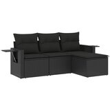 Maison Chic Seti vrtnega pohištva - Vrtna garnitura - Vrtni pohištvo set 4-delna z blazinami črna poli ratan, (21818634) | Shoptok.si