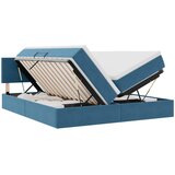  Krevet s LED trakama s pohranom Tamno plava 200 x 200 cm Baršun | shoptok.hr