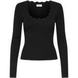 Jacqueline De Yong Puloverji Jdynanna Scallop L/S U-Neck Pullover Knt 15355459 Črna Cene