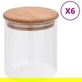 vidaXL Stekleni kozarci s pokrovi iz bambusa 6 kosov 600 ml Cene