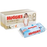 Huggies Pelene Extra Care 5, Duo pack, 15-22 kg, 100/1+Vlažne maramice Pure 56/1 Cene