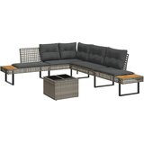  2-dijelni set vrtnih sofa s jastucima poliratan i staklo sivi | shoptok.hr