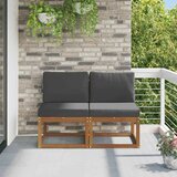  2 Komad Srednja sofa za van Čvrsto drvo akacije Prirodna - Prirodno i antracit 2x srednja | shoptok.hr