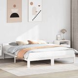  Posteljni okvir brez vzmetnice bel 160x200 cm trdna borovina | Shoptok.si