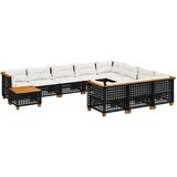  The Living Store Vrtna sedežna garnitura 11-delna z blazinami črn poli ratan - Vrtna Sedežna Garniture, (21461396) | Shoptok.si