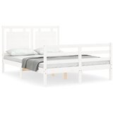 The Living Store Posteljni okvir z vzglavjem bel 140x190 cm trden les - Posteljni Okvir, (21525512) | Shoptok.si