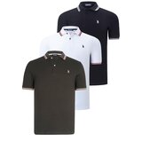 Dewberry TRIPLE SET T8594 MENS T-SHIRT-BLACK-WHITE-KHAKI cijene