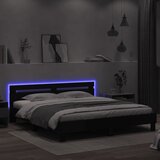  Okvir kreveta s uzglavljem i LED svjetlima crni 200 x 200 cm | shoptok.hr