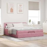 vidaXL Otomanski posteljni okvir z vzmetnico roza 180x200cm žamet | Shoptok.si
