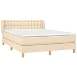  Krevet s oprugama i madracem krem 140x200 cm od tkanine | shoptok.hr