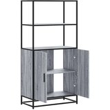 vidaXL Visoka omara siva sonoma 68x35x139 cm inženirski les in kovina | Shoptok.si