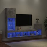  The Living Store Komplet TV omaric LED 4-delni betonsko siv inženirski les - Stenska TV Enota, (21508425) | Shoptok.si