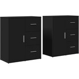 Maison Chic Komoda - Predalnik 2 kosa črna 60x31x70 cm inženirski les, (21718826) Cene
