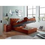MID.YOU POSTELJA Z VZMETNICO 120 cm x 200 cm , tekstil, leseni material barve konjaka | Shoptok.si