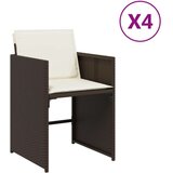 vidaXL Vrtni stoli z blazinami 4 kosi rjav poli ratan | Shoptok.si