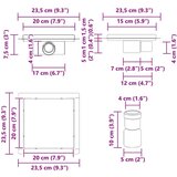  2 v 1 odtočna naprava srebrna 20 x 20 cm Nerjaveče jeklo 304, (5000112452) | Shoptok.si