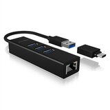 Raidsonic ICY BOX IB-HUB1419-LAN USB 3.2 Gen 1 (3.1 Gen 1) Type-A Black | shoptok.hr