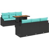 vidaXL Komplet za jedilnico v vrtu z blazino 7 pcs Črna in Teal, (5000134754) | Shoptok.si