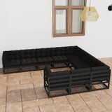 The Living Store Vrtna sedežna garnitura 10-delna z blazinami trdna borovina - Vrtna Sedežna Garnitura, (21424302) Cene