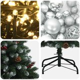  Umjetno božićno drvce zeleno s kuglicama 150 cm 150 LED lampica | shoptok.hr